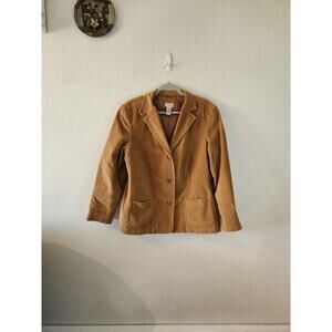 L.L.Bean Corduroy Blazer Women's 18 Tan 90s Vintage Beige 3 Button Preppy